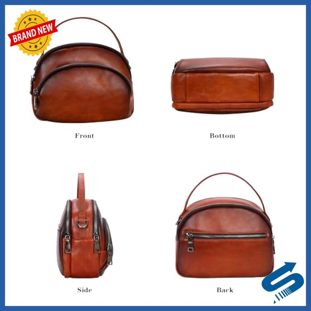 Genuine Leather Crossbody Bag with Multi-Pockets Adjustable Straps - Picture 5 of 7